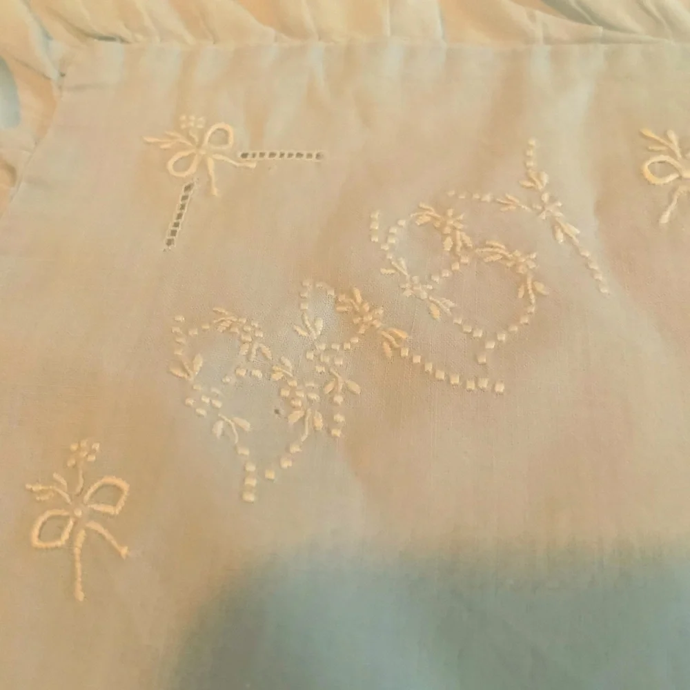 Vintage Baby Embroidered Pillow Shams Set Of 3 Light Blue & White - Picture 3 of 9